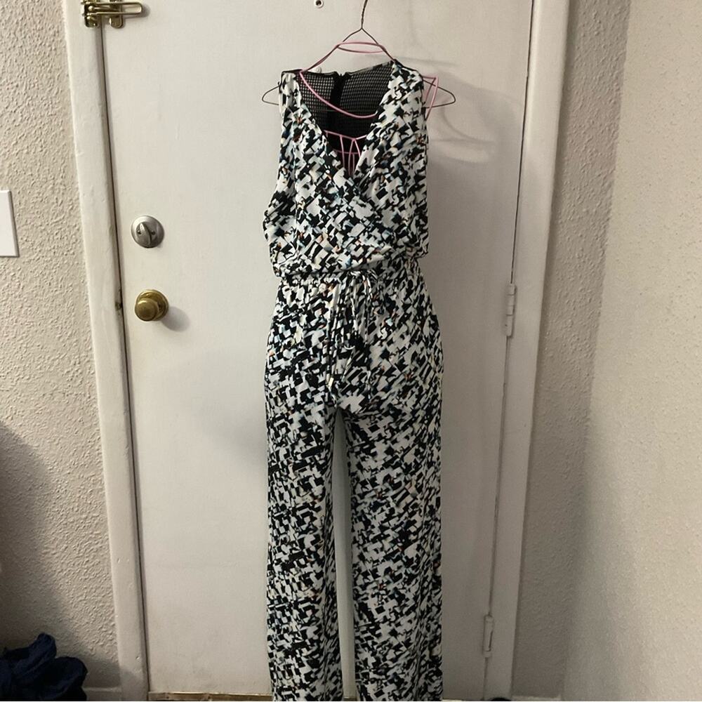 Vince Camuto Abstract Sleeveless V-Neck Jumpsuit 0P Dopamine Prints Retrogirl